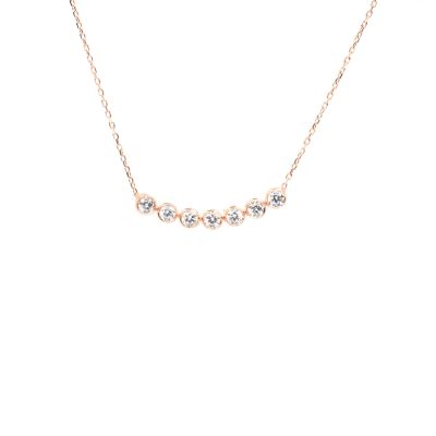 925 Ayar Gümüş 7 Sıra Suyolu Kolye, Beyaz Taşlı - 1