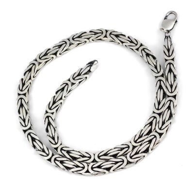 925 Ayar Gümüş 8 Mm Kare Kral Zincir Kolye, 55 Cm - 1