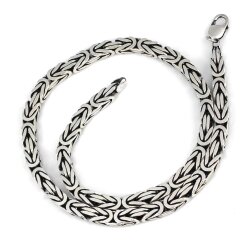 925 Ayar Gümüş 8 Mm Kare Kral Zincir Kolye, 60 Cm - Nusrettaki