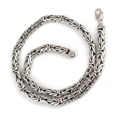 925 Ayar Gümüş 8 Mm Yuvarlak Kral Zincir Kolye, 45 Cm - 1