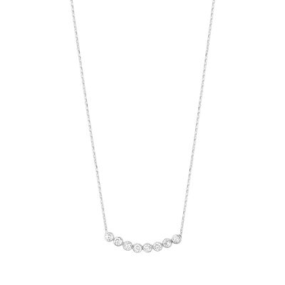 925 Ayar Gümüş 8 Sıra Suyolu Kolye, Beyaz Taşlı - 2