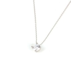 925 Ayar Gümüş 9 Mm Zirkon Tektaş Kolye - 3