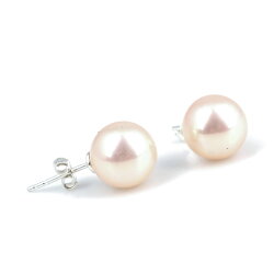 925 Ayar Gümüş Açık Pembe İnci Taşlı Top Küpe - Nusrettaki