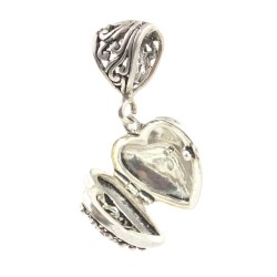 925 Ayar Gümüş Açılır Kalp Modeli Telkari Kolye Ucu - Thumbnail