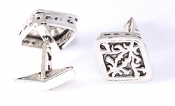 Silver Patterned Hand-crafted Cufflink - Nusrettaki