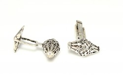 925 Ayar Gümüş Ajur Desenli Konik Modeli Kol Düğmesi - Thumbnail
