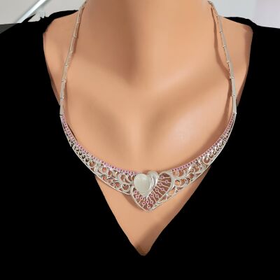 925 Sterling Silver Love Heart Necklace - 1
