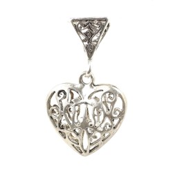 925 Sterling Silver Ajur Heart Pendant - Nusrettaki (1)