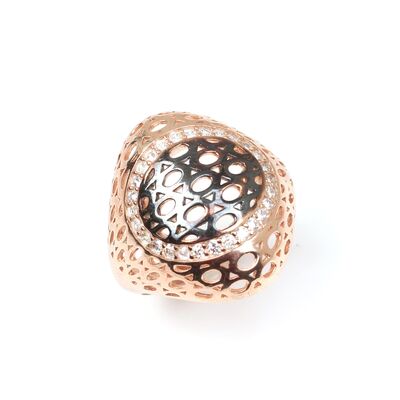 925 Ayar Gümüş Ajurlu Taşlı Yüzük - 3