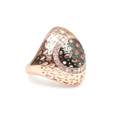 925 Ayar Gümüş Ajurlu Taşlı Yüzük - 4