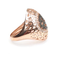 925 Ayar Gümüş Ajurlu Taşlı Yüzük - 6