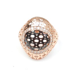 925 Ayar Gümüş Ajurlu Taşlı Yüzük - 7