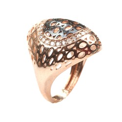 925 Ayar Gümüş Ajurlu Taşlı Yüzük - 5