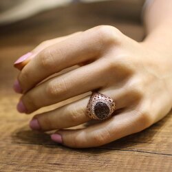 925 Ayar Gümüş Ajurlu Taşlı Yüzük - Nusrettaki