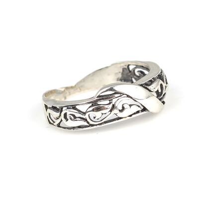 Gümüş Ajur Desenli İnce Alyans Yüzük - 3