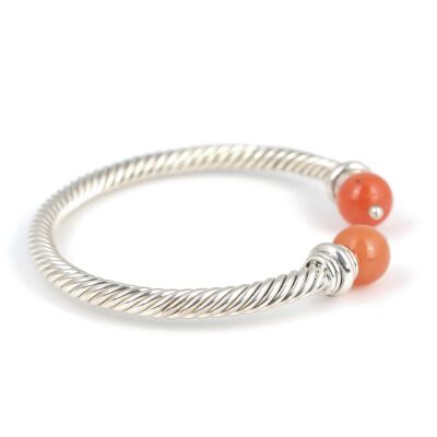 925 Ayar Gümüş Akik Taşlı Burgu Kollu Erkek Bileziği - 3