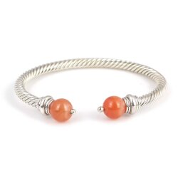 925 Ayar Gümüş Akik Taşlı Burgu Kollu Erkek Bileziği - Nusrettaki (1)