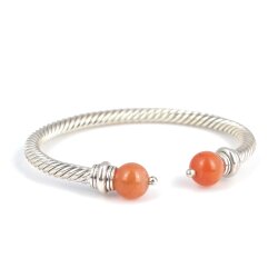 925 Ayar Gümüş Akik Taşlı Burgu Kollu Erkek Bileziği - Nusrettaki