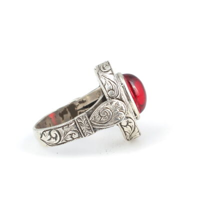 925 Ayar Gümüş Akik Taşlı Düz Erkek Yüzük - 3