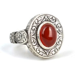 925 Ayar Gümüş Akik Taşlı Ek Kalemli Erkek Yüzük - 3