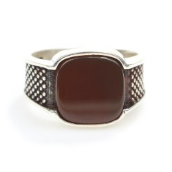 925 Ayar Gümüş Akik Taşlı Erkek Yüzük - 3