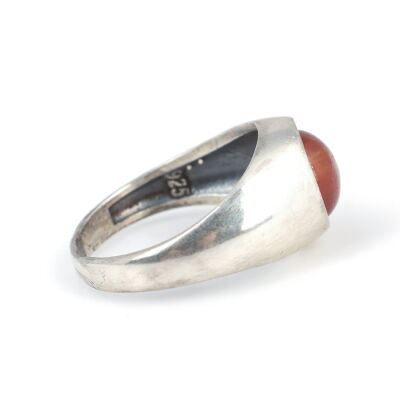 925 Ayar Gümüş Akik Taşlı Erkek Yüzük - 4