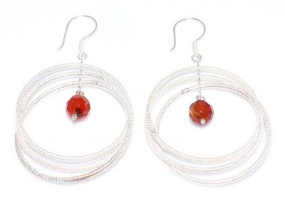 Three Hoop, Silver 925 Dangle Earrings - 3