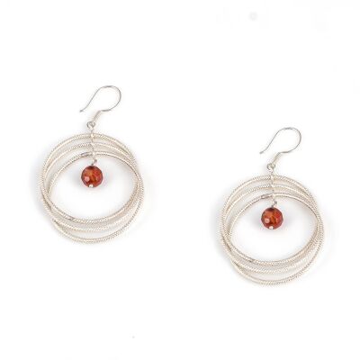 Three Hoop, Silver 925 Dangle Earrings - 1