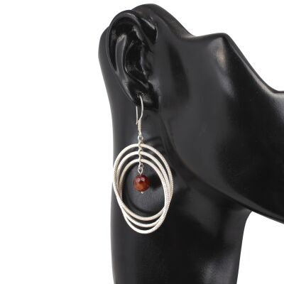 Three Hoop, Silver 925 Dangle Earrings - 2