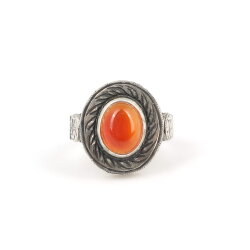 925 Ayar Gümüş Akik Taşlı Rüzgar Gülü Model El Kalemli Erkek Yüzük - Nusrettaki (1)