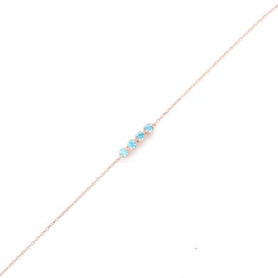 925 Ayar Gümüş Akuamarin Taşlı 4 Sıra Suyolu Bileklik - 3