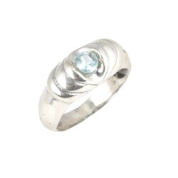 925 Ayar Gümüş Akuamarin Taşlı Tasarım Yüzük - Nusrettaki