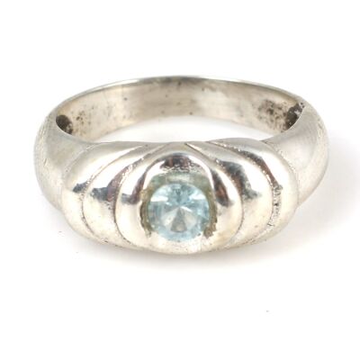 925 Ayar Gümüş Akuamarin Taşlı Tasarım Yüzük - 2