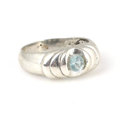 925 Ayar Gümüş Akuamarin Taşlı Tasarım Yüzük - 3