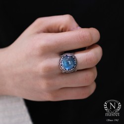 Silver Ring with Aquamarine - Nusrettaki (1)