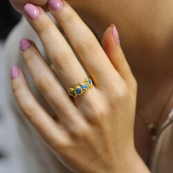 925 Ayar Gümüş Akuamarin Taşlı Yüzük - Nusrettaki