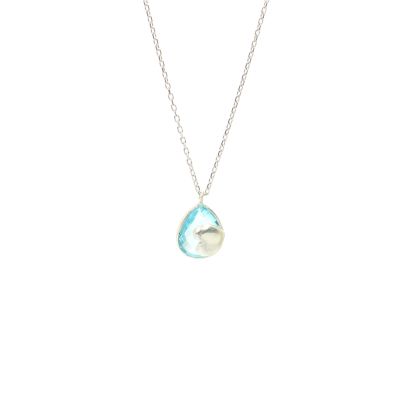 Sterling Silver Heart Necklace with Aquamarine - 3