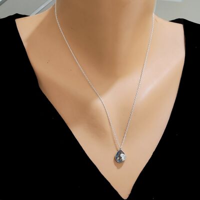 Sterling Silver Heart Necklace with Aquamarine - 2