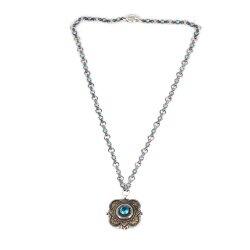 925 Ayar Gümüş Akumarin Taşlı Kare Kolye - 4