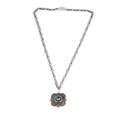 925 Ayar Gümüş Akumarin Taşlı Kare Kolye - 4