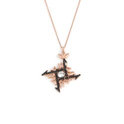 Silver Name of Allah Model Necklace with Black CZ - Nusrettaki (1)