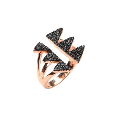 925 Ayar Gümüş Altılı Üçgen Tasarım Yüzük - 2