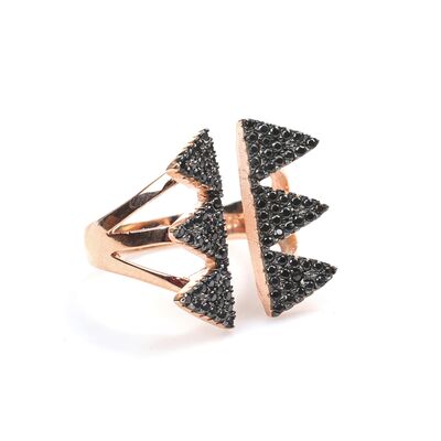 925 Ayar Gümüş Altılı Üçgen Tasarım Yüzük - 3