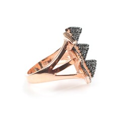 925 Ayar Gümüş Altılı Üçgen Tasarım Yüzük - 4