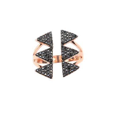 925 Ayar Gümüş Altılı Üçgen Tasarım Yüzük - 6