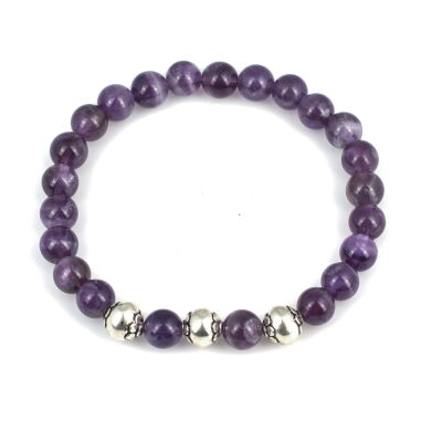 925 Ayar Gümüş Ametist Model Bileklik - 1