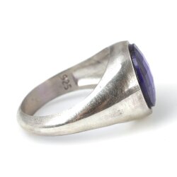 925 Ayar Gümüş Ametist Renk Taşlı Düz Erkek Yüzüğü - 3