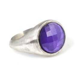 925 Ayar Gümüş Ametist Renk Taşlı Düz Erkek Yüzüğü - Nusrettaki (1)