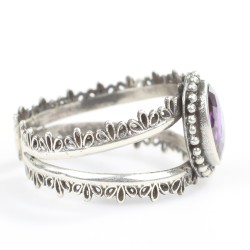 Silver Design Ring With Amethyst - Nusrettaki (1)