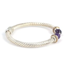 925 Ayar Gümüş Ametist Taşlı Yaylı Burgu Kollu Erkek Bileziği - Nusrettaki (1)